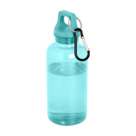 Transparent recycled plastic bottle with carabiner, 400 ml