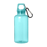 Transparent recycled plastic bottle with carabiner, 400 ml second front view