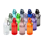 Transparent recycled plastic bottle with carabiner, 400 ml second multiple colours view