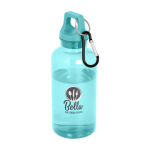Transparent recycled plastic bottle with carabiner, 400 ml pad printing view