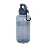 Transparent recycled plastic bottle with carabiner, 400 ml