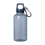 Transparent recycled plastic bottle with carabiner, 400 ml second front view