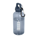 Transparent recycled plastic bottle with carabiner, 400 ml pad printing view