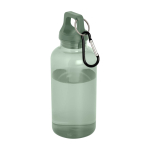 Transparent recycled plastic bottle with carabiner, 400 ml