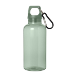 Transparent recycled plastic bottle with carabiner, 400 ml second front view