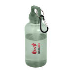Transparent recycled plastic bottle with carabiner, 400 ml pad printing view