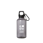 Transparent recycled plastic bottle with carabiner, 400 ml main view