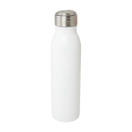 Recycled stainless steel leak-proof bottle with handle, 720 ml white colour