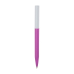 Recycled plastic pen in various colors, black ink fuchsia colour
