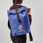 Waterproof recycled cotton backpack for 17'' laptop 23 L blue colour
