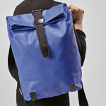 Waterproof recycled cotton backpack for 17'' laptop 23 L blue colour second view