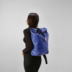 Waterproof recycled cotton backpack for 17'' laptop 23 L blue colour