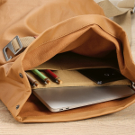 Waterproof recycled cotton backpack for 17'' laptop 23 L camel colour third view