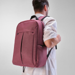 Recycled nylon laptop backpack, 16.5” burgundy colour second ambient view