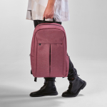 Recycled nylon laptop backpack, 16.5” burgundy colour ambient view