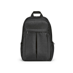 Recycled nylon laptop backpack, printed with your logo, 16.5” black colour front view