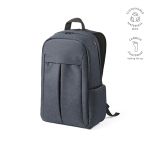 Recycled nylon laptop backpack, printed with your logo, 16.5” blue colour