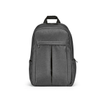 Recycled nylon laptop backpack, printed with your logo, 16.5” dark grey colour front view