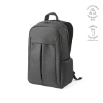 Recycled nylon laptop backpack, printed with your logo, 16.5” dark grey colour