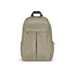 Recycled nylon laptop backpack, printed with your logo, 16.5” camel colour front view