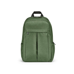 Recycled nylon laptop backpack, printed with your logo, 16.5” military green colour front view