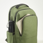 Recycled nylon waterproof laptop backpack, 15.6” military green colour fourth view