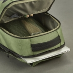 Recycled nylon waterproof laptop backpack, 15.6” military green colour third detail view