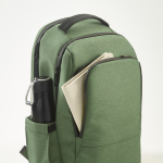 Recycled nylon waterproof laptop backpack, 15.6” military green colour second detail view