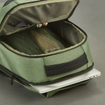 Recycled nylon waterproof laptop backpack, 15.6” military green colour third detail view