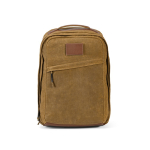 Backpack made of recycled cotton with wax coating, 230 g/m2 camel colour front view