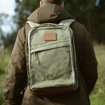 Backpack made of recycled cotton with wax coating, 230 g/m2 military green colour second ambient view