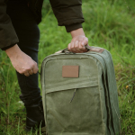 Backpack made of recycled cotton with wax coating, 230 g/m2 military green colour third ambient view