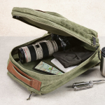 Backpack made of recycled cotton with wax coating, 230 g/m2 military green colour fourth ambient view