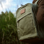 Backpack made of recycled cotton with wax coating, 230 g/m2 military green colour ambient view