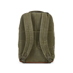 Backpack made of recycled cotton with wax coating, 230 g/m2 military green colour rear view