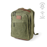 Backpack made of recycled cotton with wax coating, 230 g/m2 military green colour