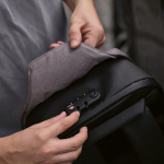 Backpack cut-resistant RPET, lock, 20 L light grey colour third ambient view