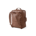 Elegant recycled leather backpack with expandable pocket for 17'' laptop dark brown colour second view