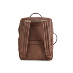 Elegant recycled leather backpack with expandable pocket for 17'' laptop dark brown colour rear view
