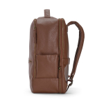 Elegant recycled leather backpack with expandable pocket for 17'' laptop dark brown colour second view