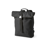 Recycled leather laptop backpack with padded back, 15.6” black colour