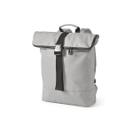 Recycled leather laptop backpack with padded back, 15.6” light grey colour