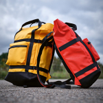 Eco-friendly waterproof backpack with magnetic closure for 17” laptop red colour ambient view