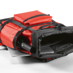 Eco-friendly waterproof backpack with magnetic closure for 17” laptop red colour fourth detail view