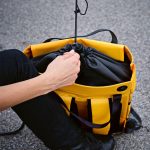 Eco-friendly waterproof backpack with magnetic closure for 17” laptop dark yellow colour second ambient view