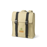Recycled synthetic leather and recycled plastic backpack for 17” laptop beige colour