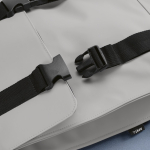 Recycled synthetic leather and recycled plastic backpack for 17” laptop light grey colour fourth view