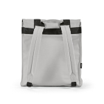 Recycled synthetic leather and recycled plastic backpack for 17” laptop light grey colour rear view