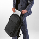 Backpack with front compartment, 300D RPET, 15.6”, 18 L black colour ambient view