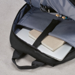 Backpack with front compartment, 300D RPET, 15.6”, 18 L black colour third detail view